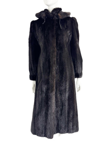 Mink Coat with Removable Hood Size S