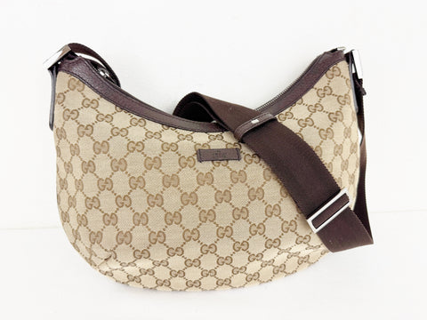 Gucci Canvas Half Moon Shoulder Bag