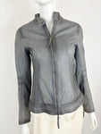 THeory Grey Leather Jacket Size 8