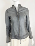 THeory Grey Leather Jacket Size 8