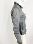 THeory Grey Leather Jacket Size 8
