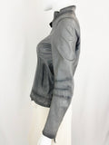 THeory Grey Leather Jacket Size 8