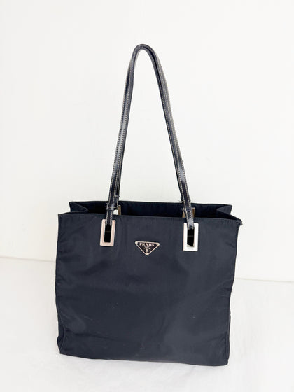 Prada Tessuto with Leather Trim Satchel