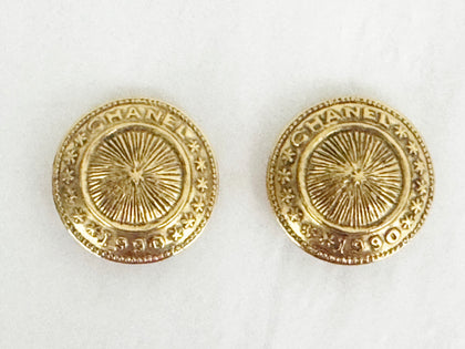 Chanel 1990 Collection Button Earrings