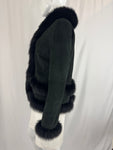 Fur Trimmed Suede Jacket Size M