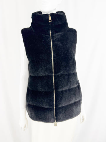 Herno Faux Fur Puffer Vest Size 6