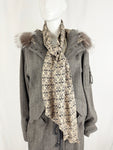 Thomas Wylde Herringbone Coat w/Fur Trim and Scarf Size 6
