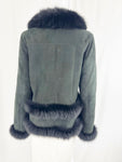 Fur Trimmed Suede Jacket Size M