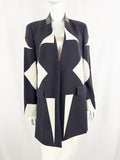 Akris Wool  Coat W/Leather Trim Size 12