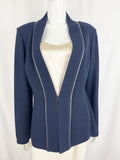 St. John Knit Jacket W/ Leather Trim Size 14