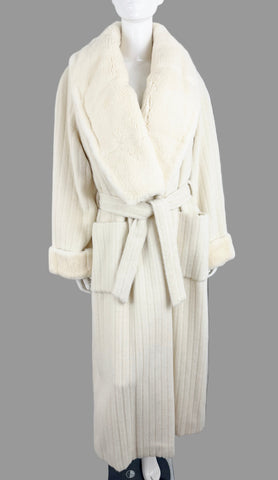 Giuliana Teso  Alpaca W/ Mink Trim Wrap Coat Size S