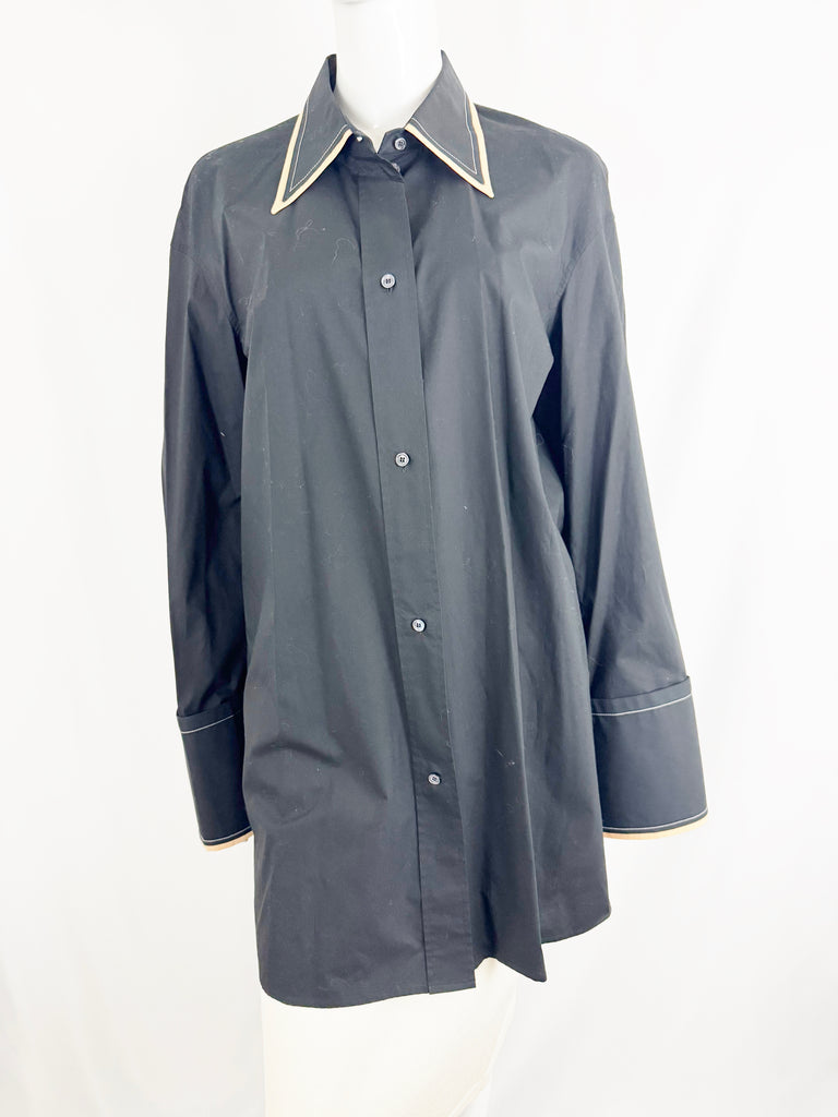 celine dress shirt Cotton-Poplin Shirt - white