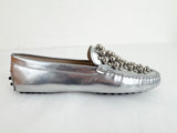 NEW Tod's Silver Ball Moccasin Size 8