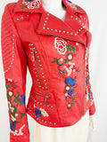 NEW Algo Leather Embroidered Jacket Size 2