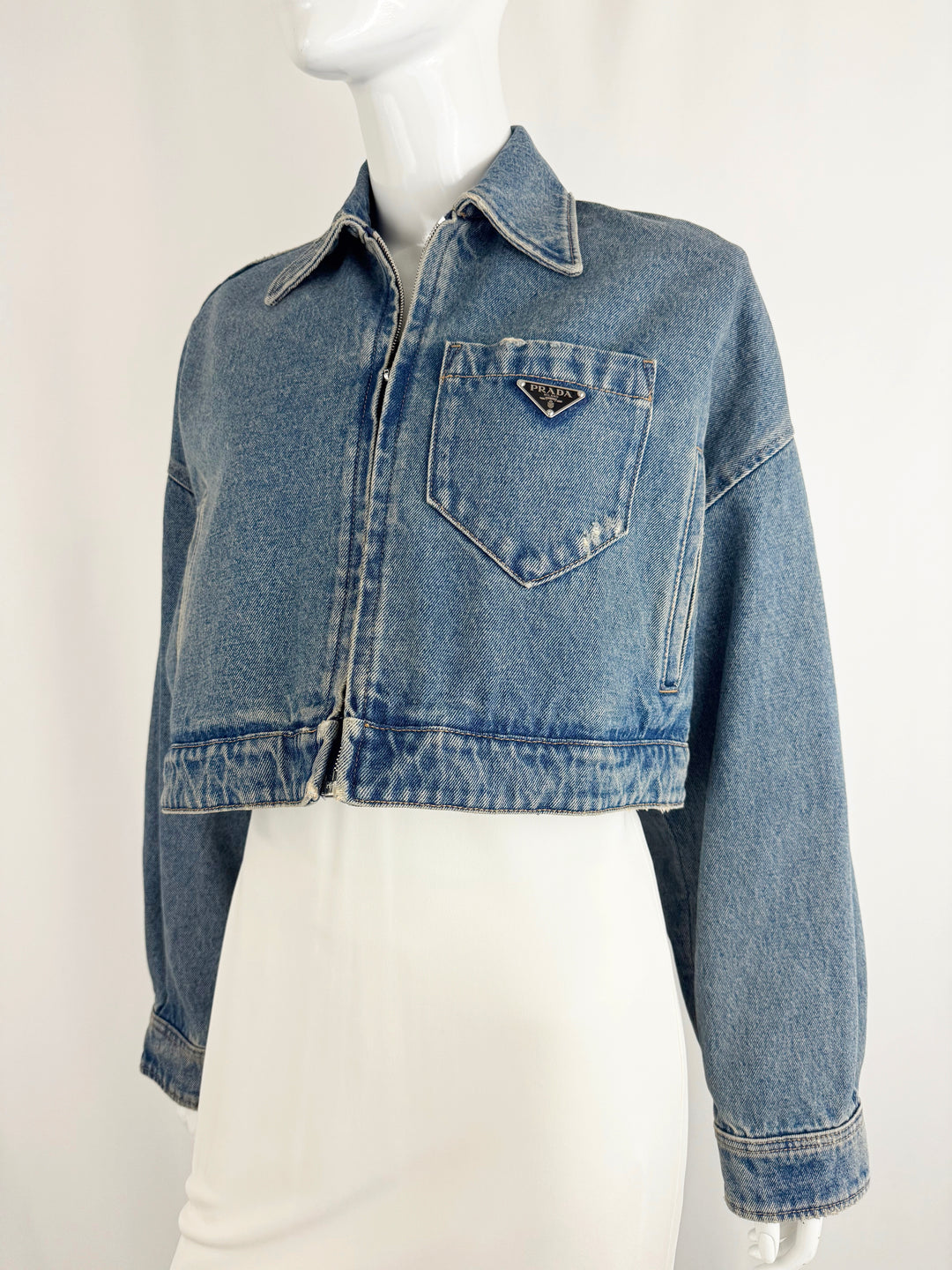 NEW Prada Cropped Denim Jacket Size XS – KMK Luxury Consignment