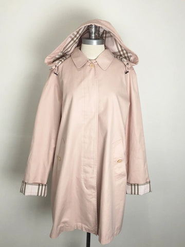 Burberry Pink Trench Coat W/Hood Size 14