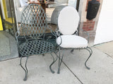 Verdigris Iron Patio Chairs with Pads Set of Two (6 Available Sold in Pairs)