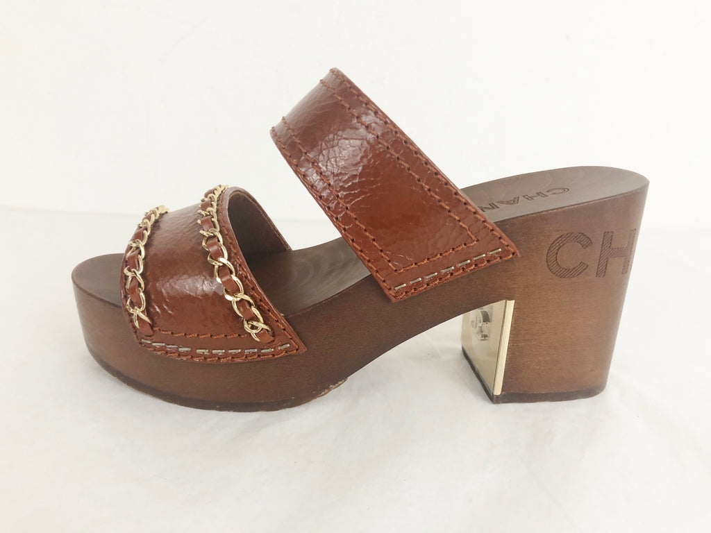 CHANEL, Shoes, Chanel Interlocking Cc Logo Mules Sz 355