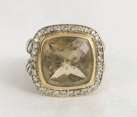 David Yurman Albion Citrine & Diamond Ring Size 5