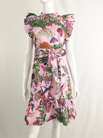 Banjanan Floral Belted Midi Dress Size S