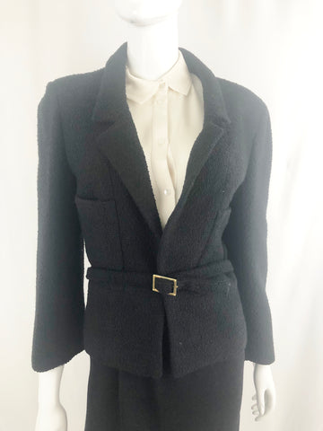 2001 Chanel Boucle Belted Jacket Size L / 12