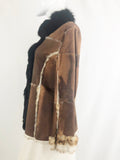 Alberto Makali Leather Jacket W/fox and Rabbit Fur Size L