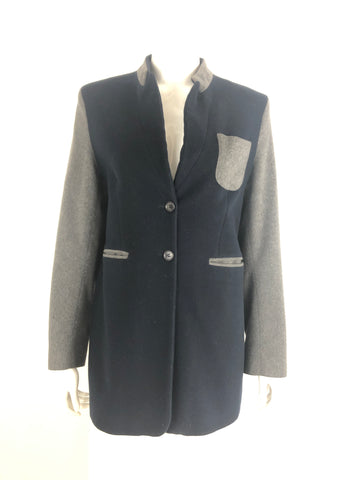 Biella Collezioni Cashmere Blend Two-Tone Coat Size M