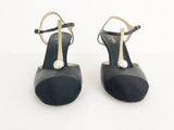 Chanel T-Strap With Pearl Accent Pumps Size 8.5