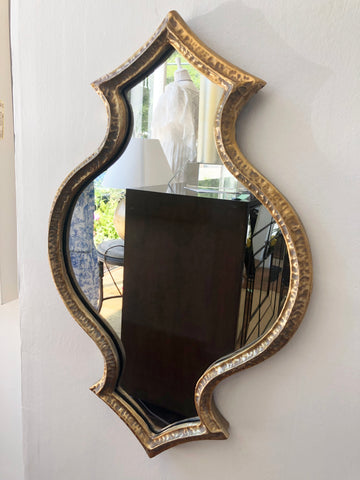 Shaped Gold Tone Framed Mirror