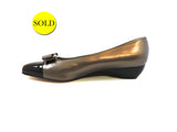 NEW Salvatore Ferragamo Pewter Wedge Shoe Size 8 B