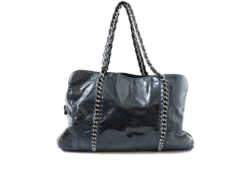Blue Luxe Ligne Patent Leather Tote