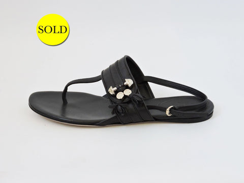 NEW Gucci Leather Gg T-Strap Sandal Size 38 It (8 Us)