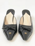 Chanel Leather Pointed Toe Mule Size 37 It (7 Us)