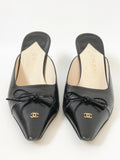 Chanel Leather Pointed Toe Mule Size 37 It (7 Us)