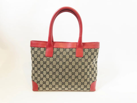 Gucci Canvas Tote With Leather Trim