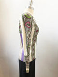 NEW Etro Silk Patterned V-Neck Sweater Size 42 It (S / 6 Us)