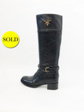 Prada Leather Knee Boots Size 38 It (8 Us)