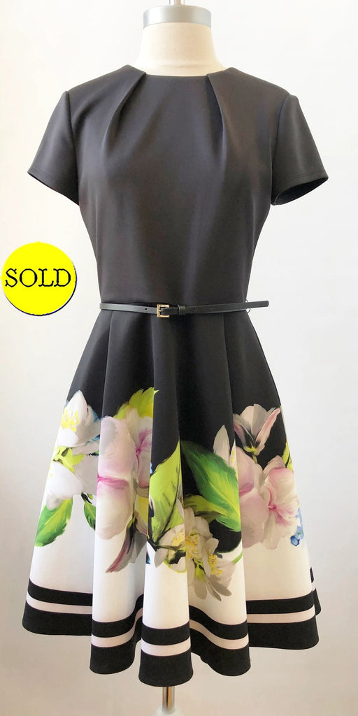 Ted Baker Floral Fit And Flare Dress Size 2 (6 Us) KMK Luxury Consignment Ted Baker Floral Fit And Flare Dress Size 2 (6 Us) KMK Luxury Consignment