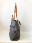 Denim Tote/Backpack With Leather Trim