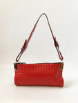 Red Intrecciato Leather Shoulder Bag