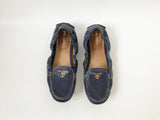 Prada Blue Leather Driving Moccasin Size 39 It (9 Us)