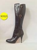 Oscar De La Renta Brown Leather Boots Size 38 It (8 Us)