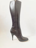 Oscar De La Renta Brown Leather Boots Size 38 It (8 Us)