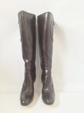 Oscar De La Renta Brown Leather Boots Size 38 It (8 Us)