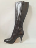 Oscar De La Renta Brown Leather Boots Size 38 It (8 Us)