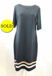 St. John Wool Dress With Striped Hem Size 14