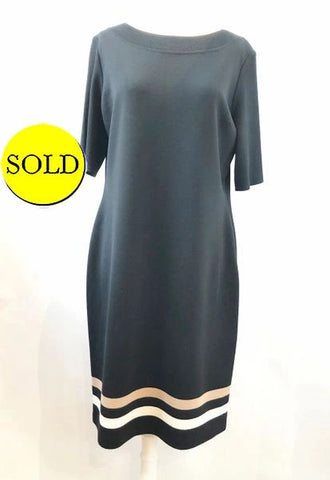 St. John Wool Dress With Striped Hem Size 14