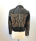 Nicole Miller Leather Embroidered Jacket Size L