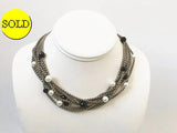 David Yurman 18K Onyx And Pearl Multi Strand Necklace