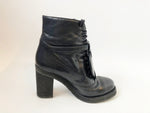 Chanel Leather Lace-Up Boot Size 37.5 It (7.5 Us)